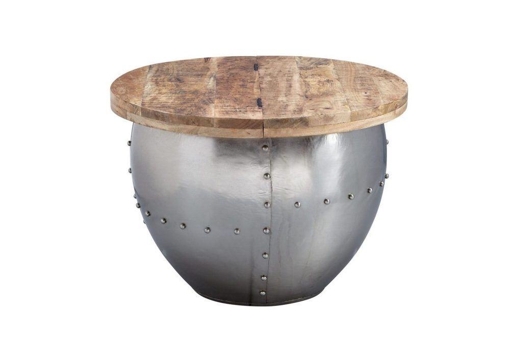 Soffbord Wohnling Massivt trä 60 cm Industriell nitad förvaringsutrymme