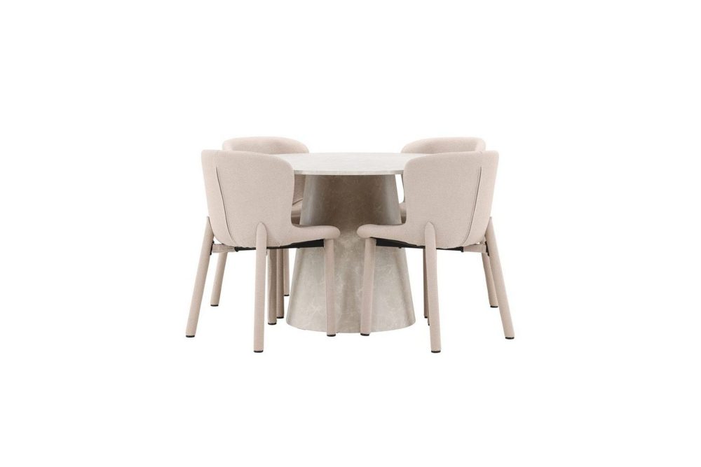Matgrupp Lanzo Runt 120 cm Beige med 4st Astoria Stolar Beige
