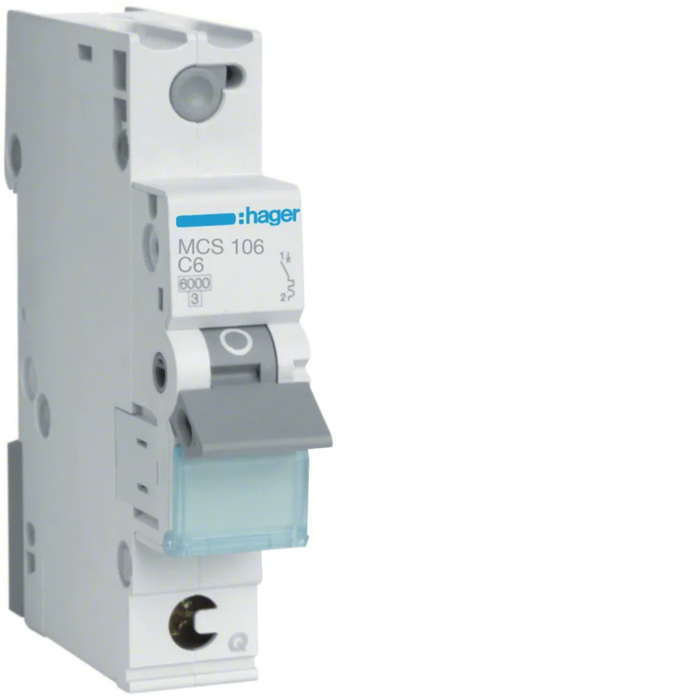 Hager MCS150 Dvärgbrytare 1-pol, 6kA, C-karakteristik 50A