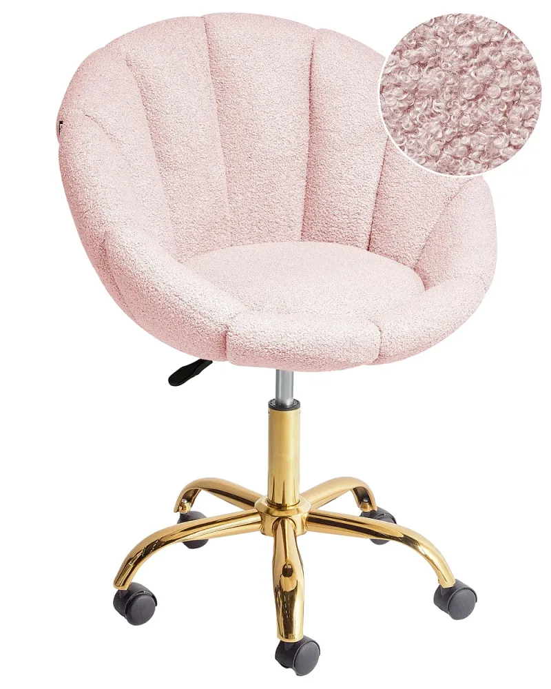 Skrivbordsstol ANNABELLE Bouclé Pastellrosa