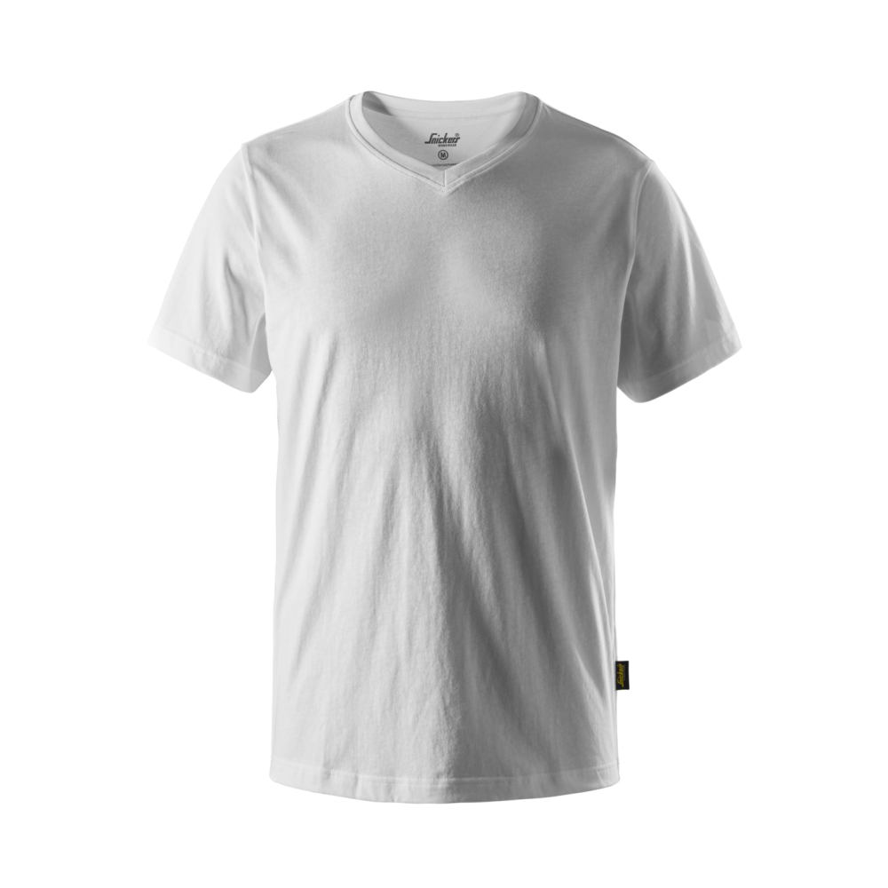 T-SHIRT V-RINGAD VIT STL M