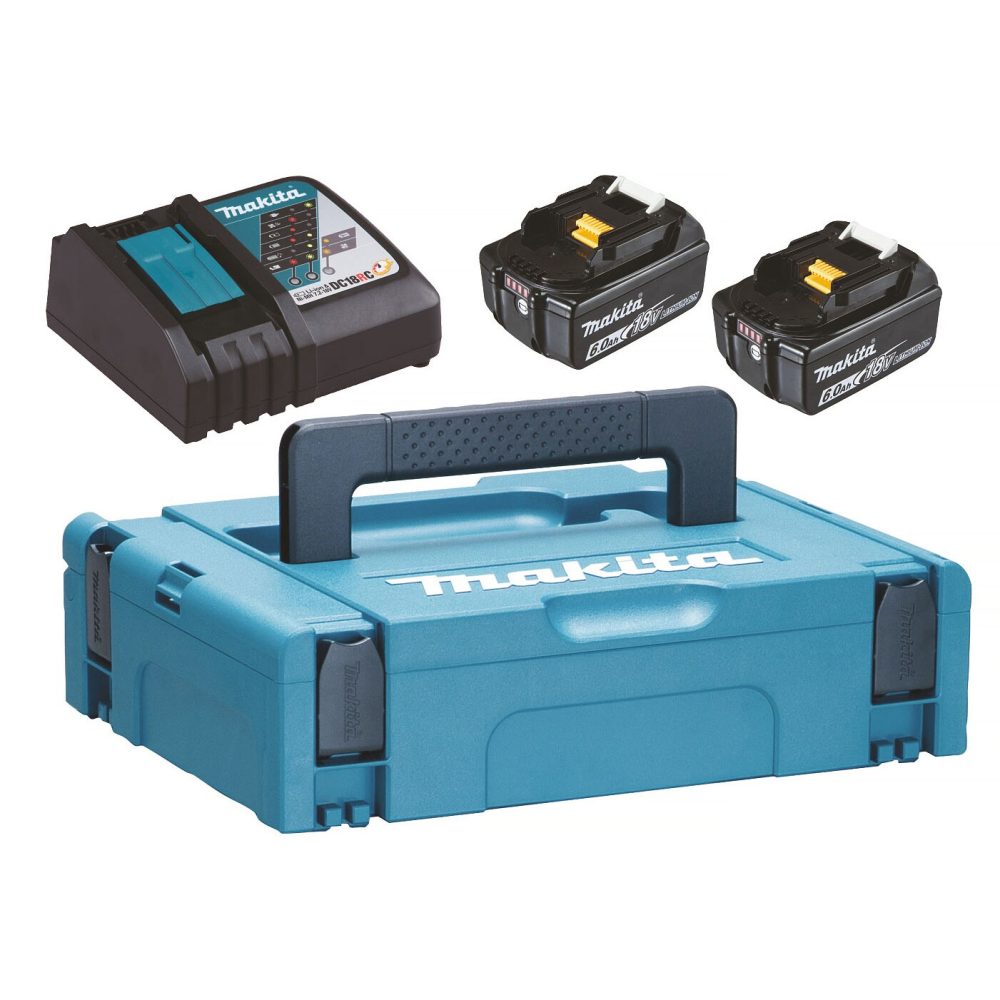 Kjøp Makita Batterikit LXT 198116-4, 2 stk 18V 6,0Ah-batterier, lader DC18RC & Makpac