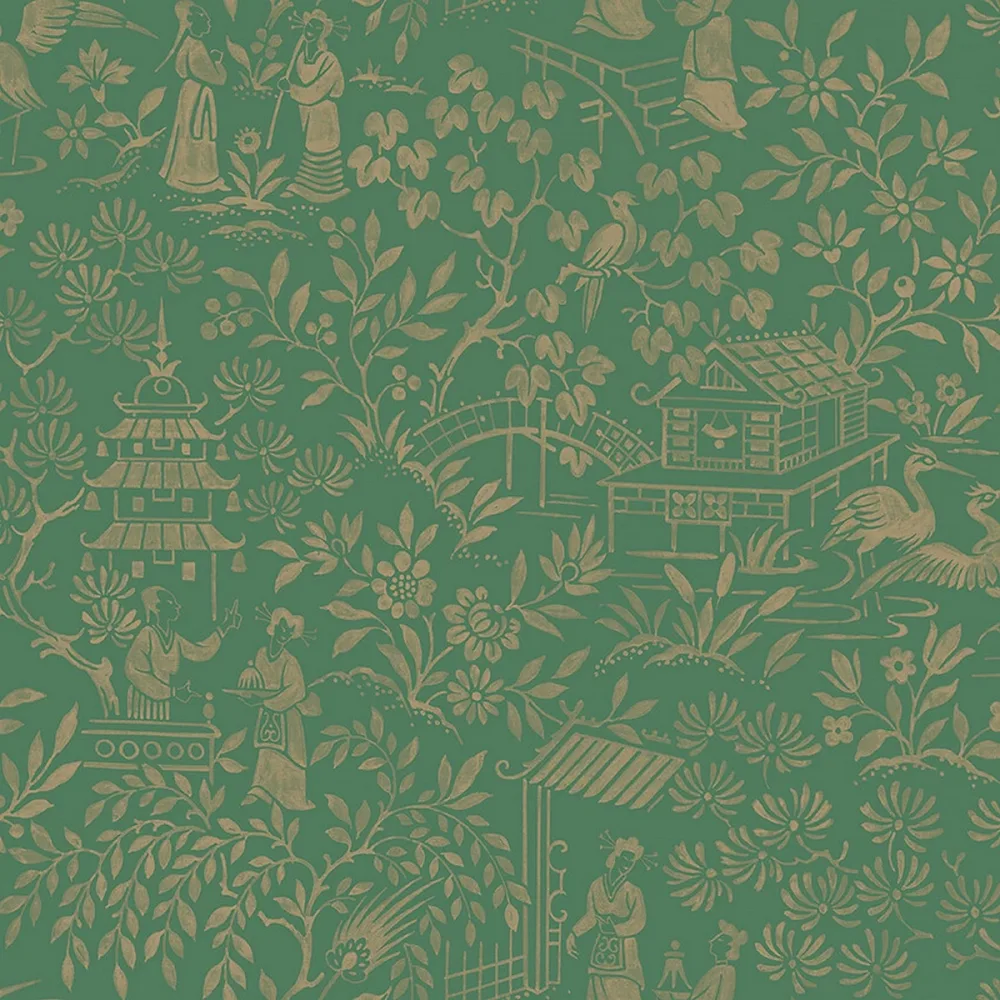 Tapet Dreamy Escape Oriental Garden 4271 Grön Konst & Historia