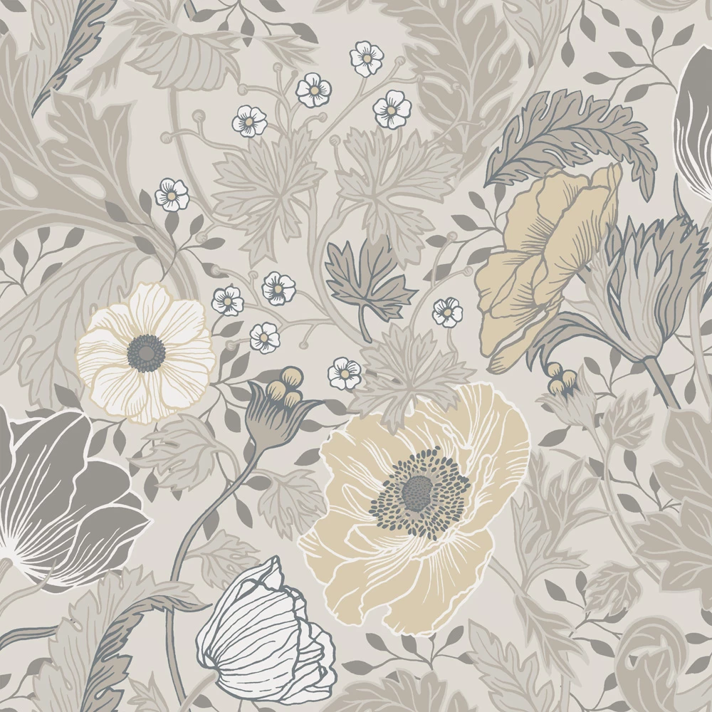Fågelsång Anemone 34033 Beige Tapet - Midbec | Stuvbutiken