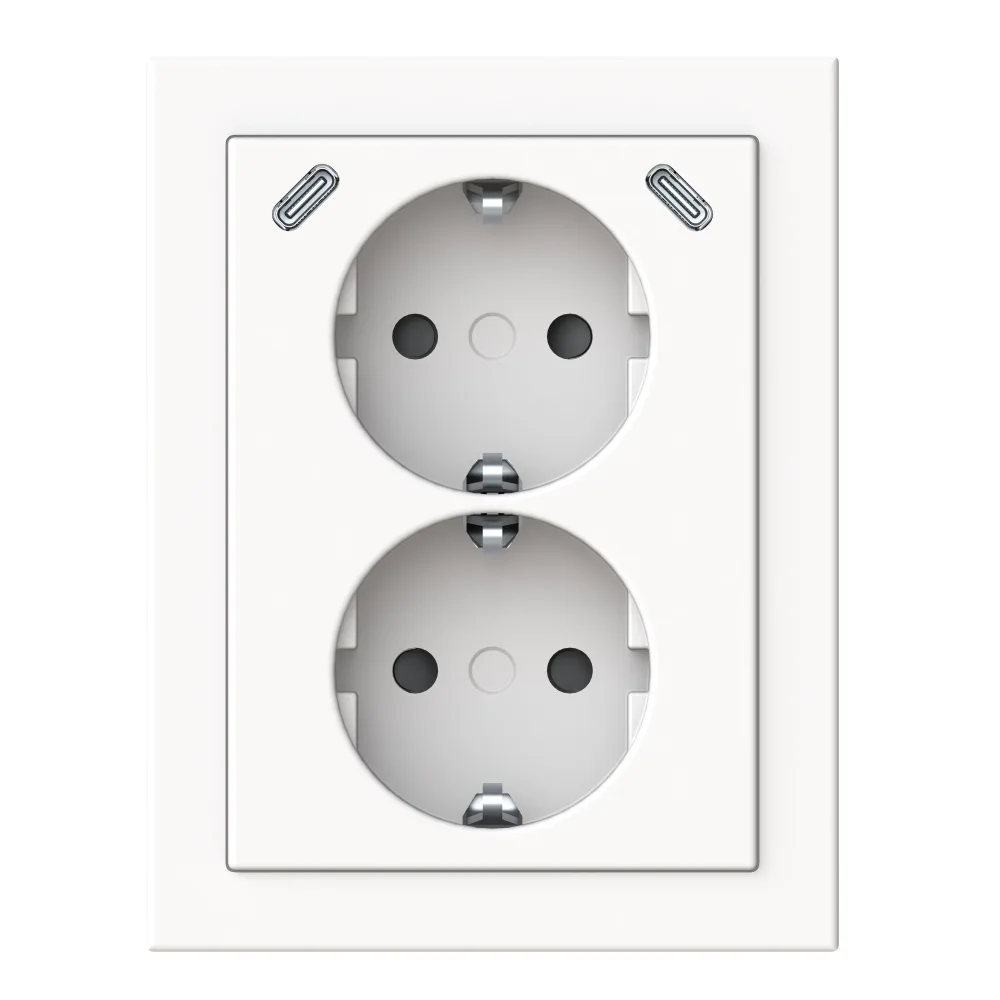 ABB Impressivo 402EE2USBC-84 Vägguttag hörn, 2-vägs, 2 x USB-C Vit