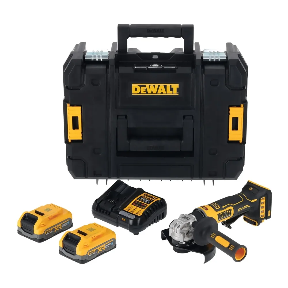 Dewalt DCG404S2T-QW Vinkelslip med batterier, laddare & väska