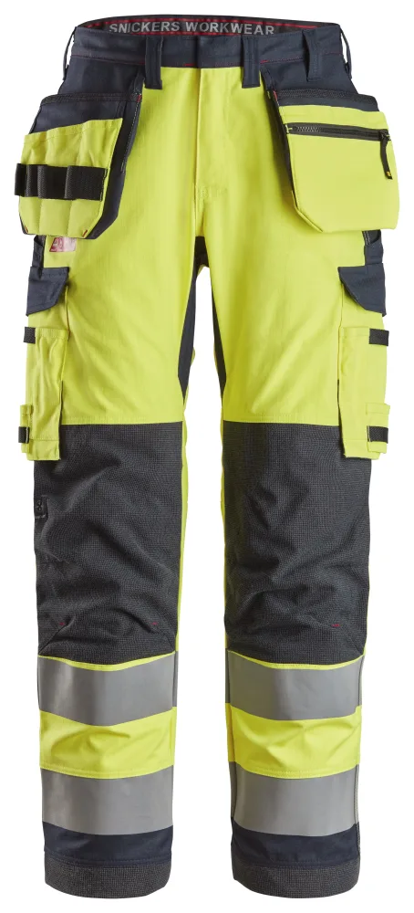 Snickers Workwear 6261 ProtecWork Arbetsbyxa varsel, gul/marinblå, med hölsterfickor 62