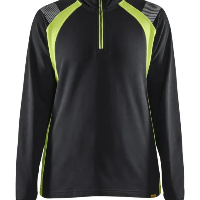 Blåkläder 340311589933L Tröja svart/gul, halvzip L