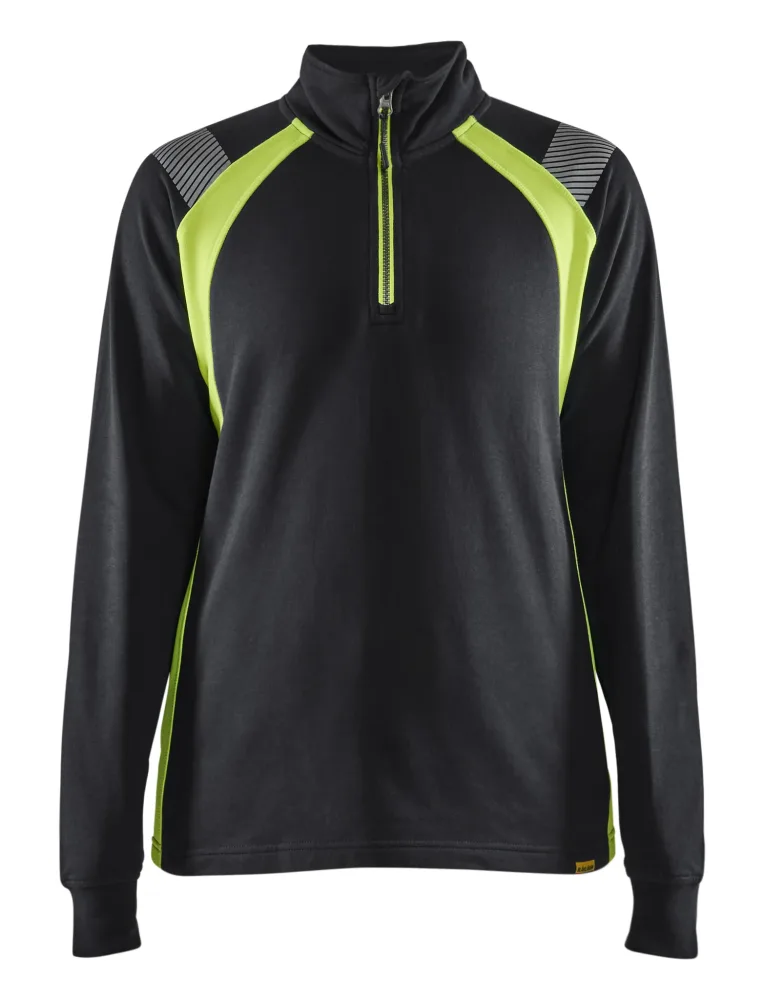 Blåkläder 340311589933L Tröja svart/gul, halvzip L