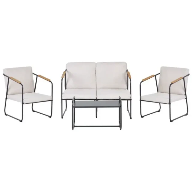 Loungegrupp Vezzana Beige/ljust trä/svart