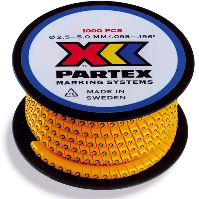Partex PA02/3 Märkhylsa siffror, gul, 1000 st/rulle Text: 5