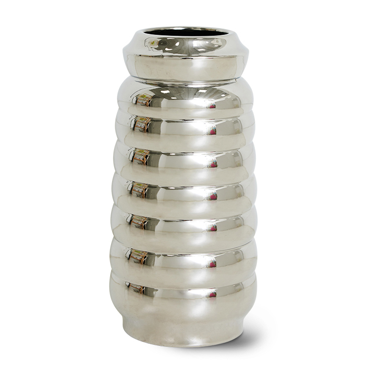Ceramic ribble vas 28,9 cm, Chrome