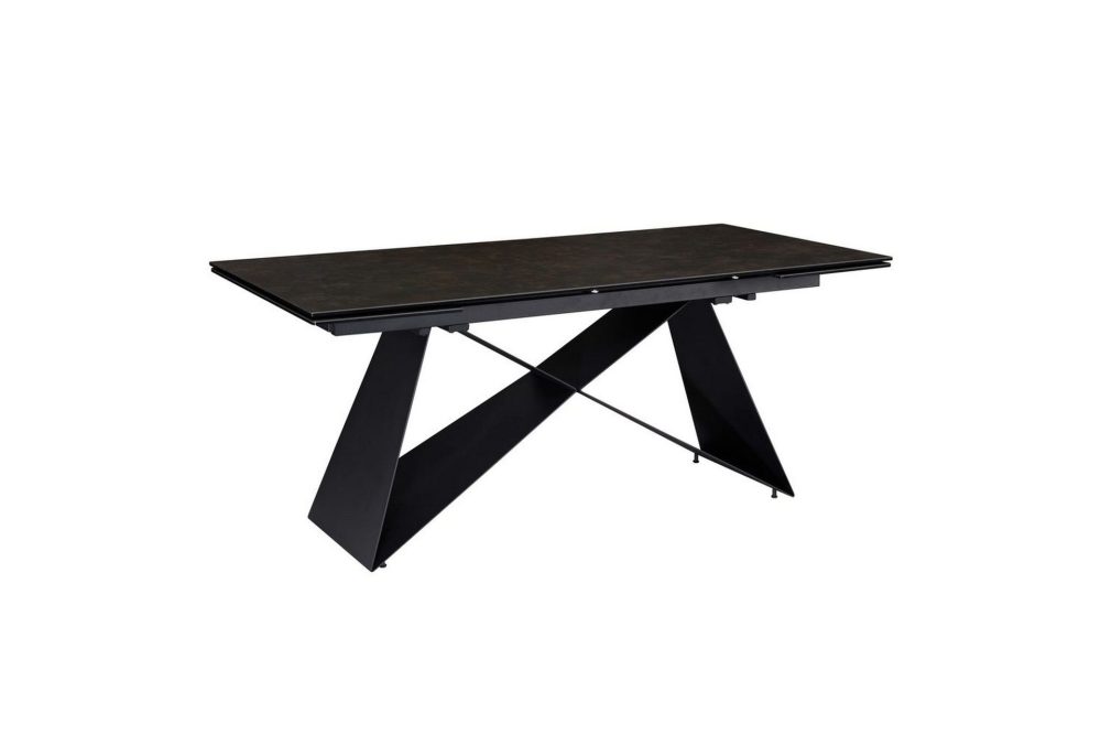 Matbord Wohnling Utdragbart 180-260 cm keramisk modern Z-ram design Svart, marmor svart