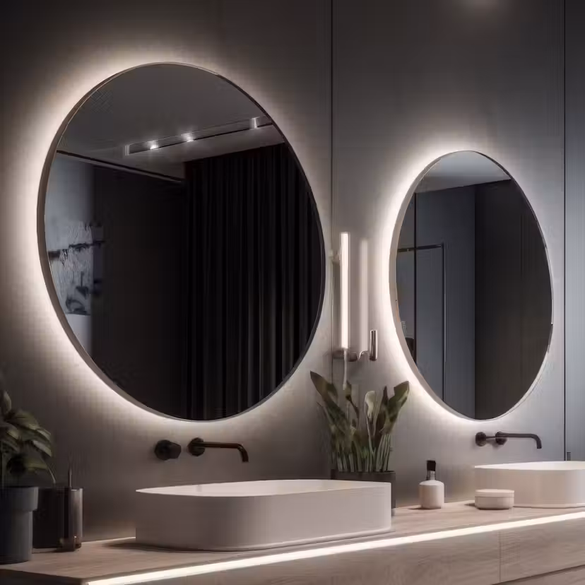 Spegel Vidi Soft med LED-belysning Koppar, D: 1200, 3000K