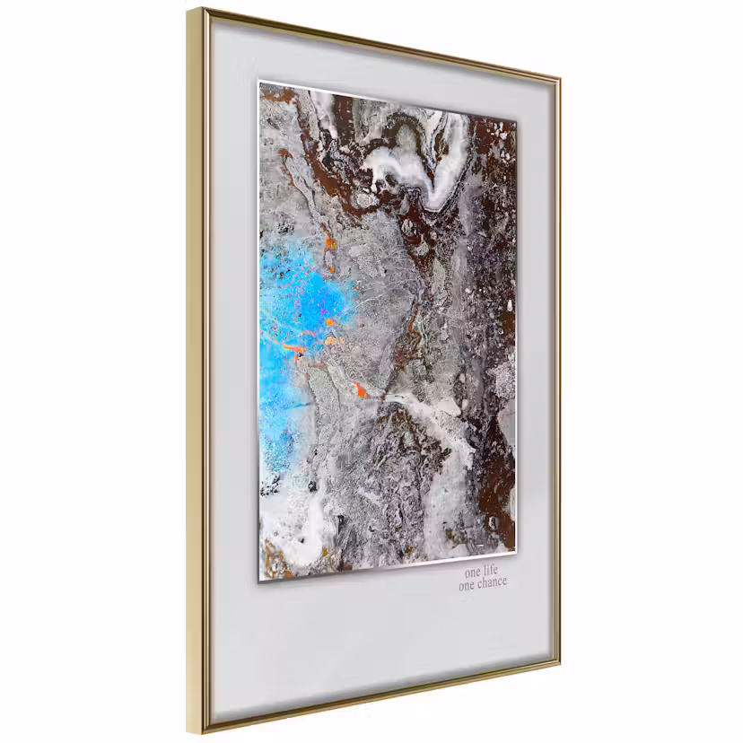 Poster Artgeist Affisch One Life - One Chance Guld ram, 20x30 cm