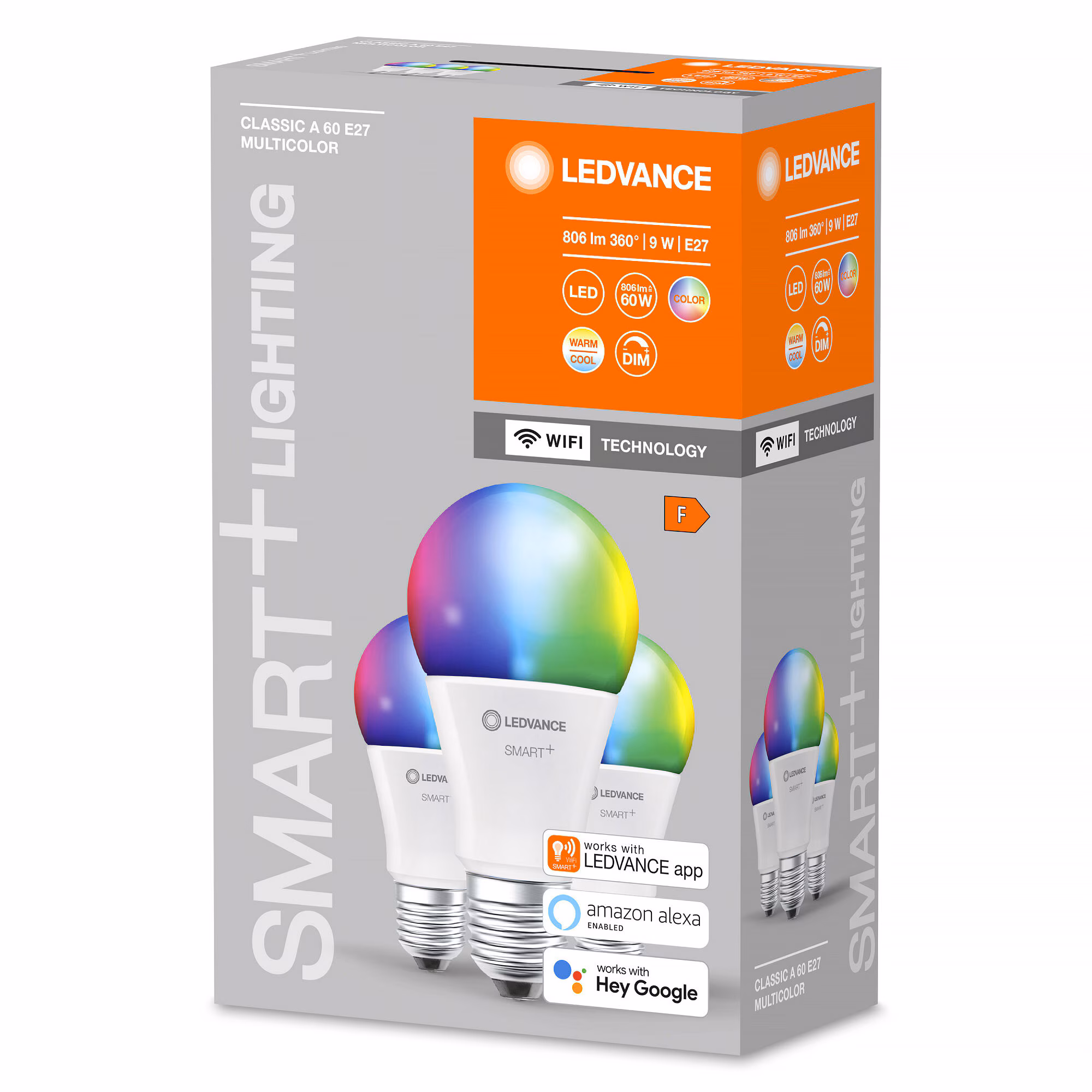 Kjøp LED-lampe, Smart+ Wi Fi, multifarge, dimbar, E27, 9 W, 3-pakning