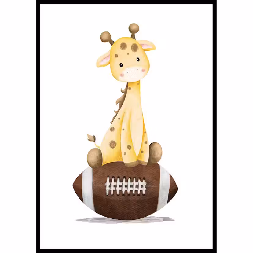Poster Gallerix Giraffe With American Football 21x30 cm
