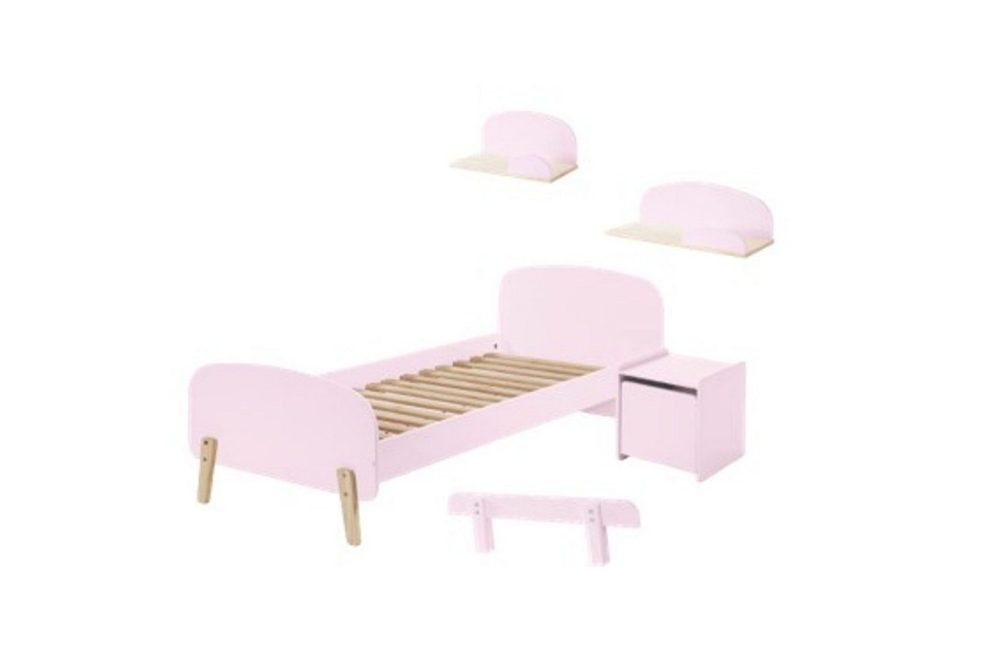 Säng med sängbord Vägg hyllor Skyddsrail Kiddy Rosa