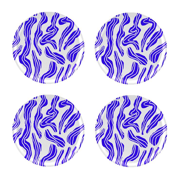 Sudd glasunderlägg Ø11 cm 4-pack, Blue-white