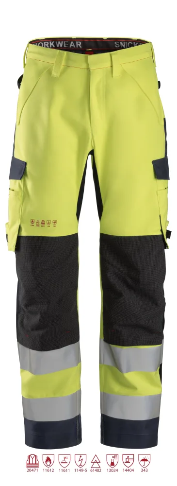 Snickers Workwear 6563 ProtecWork Skalbyxa varsel, gul/marinblå 146