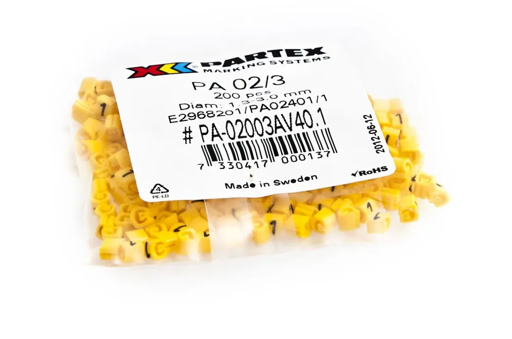 Partex PA02401/0 Kabelmärkning siffror, Ø1,3-3 mm, 200-pack 0 - Bild 2