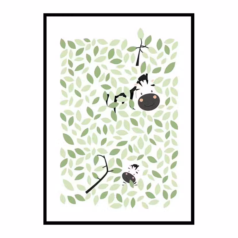 Poster Gallerix Hiding Zebra Storlek: 21x30 cm