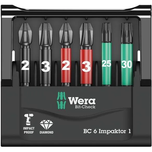 Wera Impaktor 1 Bitssats 6 delar