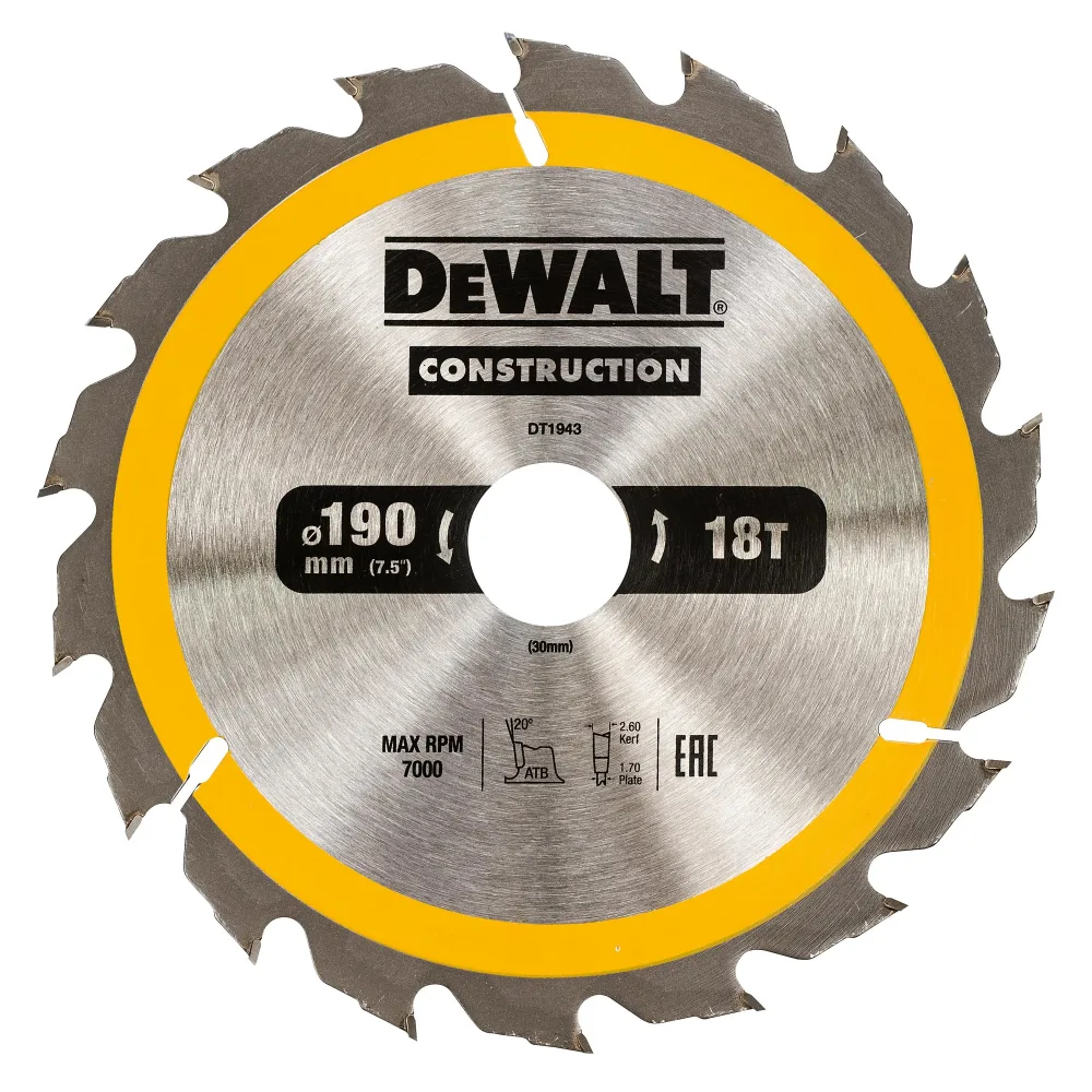 Dewalt DT1943-QZ Sågklinga 190 x 30 mm, 18T