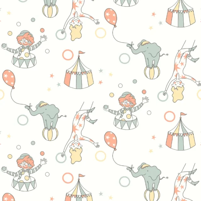 Fiona Walldesign No Limits 640613 Tapet Circus Vit/multi