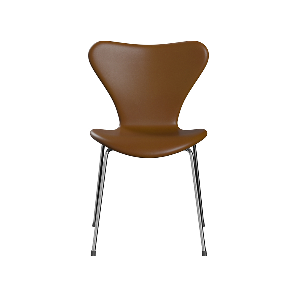 Sjuan 3107 helklädd stol, Läder Soft walnut, kromat stålstativ