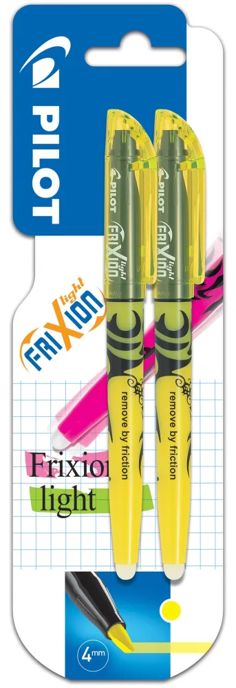 Pilot FriXion Light Överstrykningspenna gul, raderbar, 2-pack
