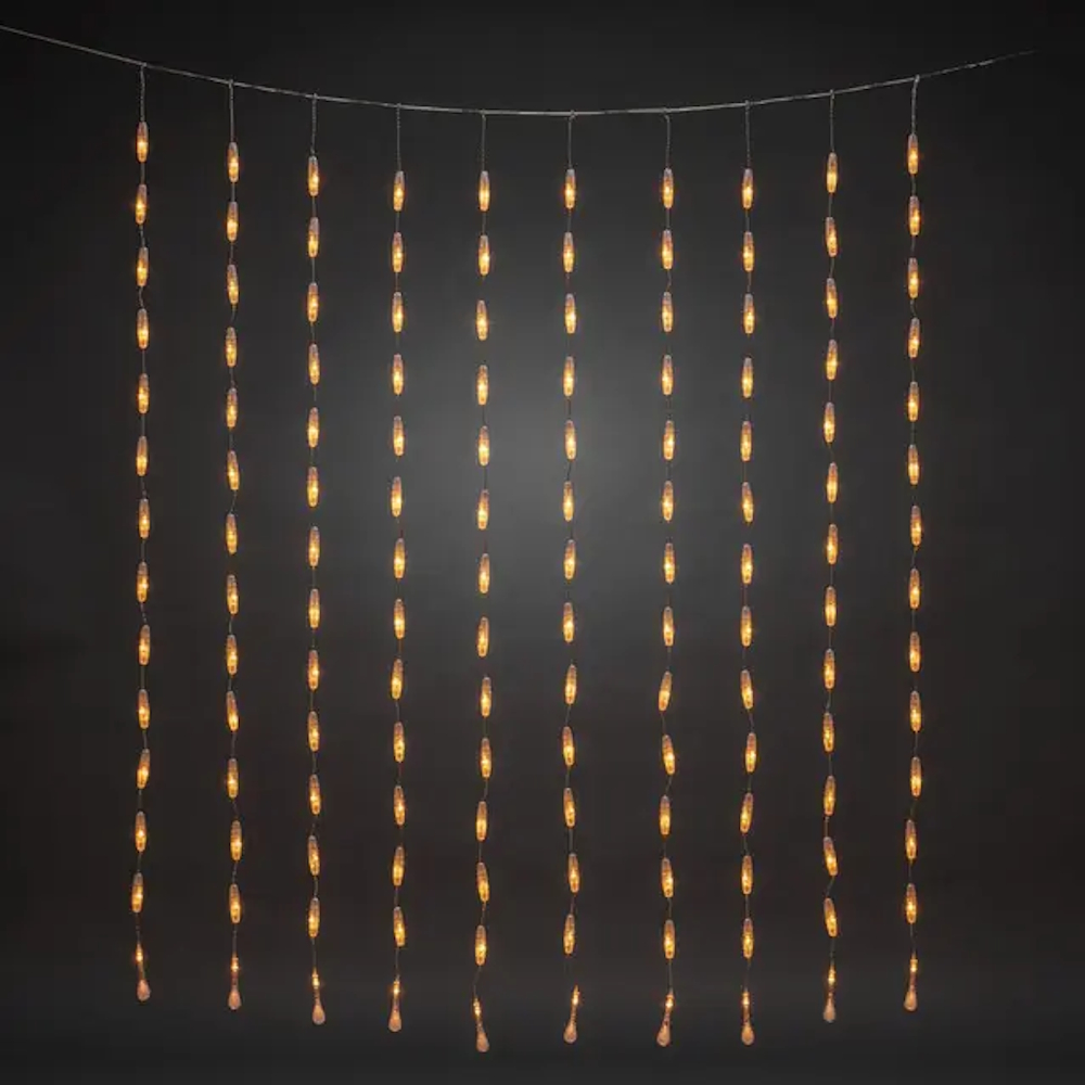 Gardinslinga Med Droppar 140 Amber LED 140x120cm IP44 Klar Konstsmide