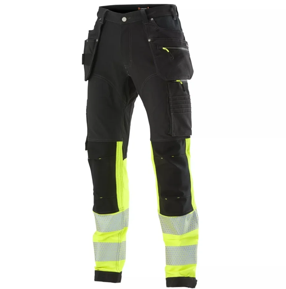 L.Brador 1021P Arbetsbyxa svart/hi-vis gul, klass 1 D100