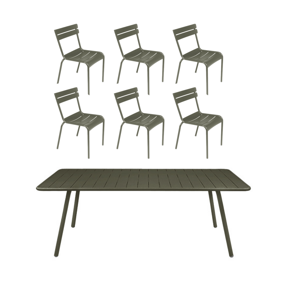 Luxembourg bord 207x100 cm + 6 stolar, Rosemary