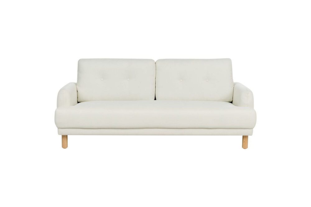 3-sitssoffa Tuve Off-white, ljust trä, Polyester