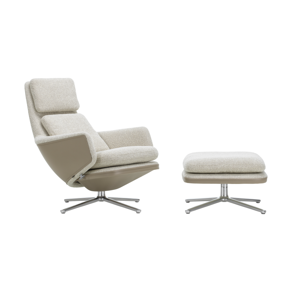 Grand Relax Low fåtölj & ottoman aluminiumstativ, Nubia cream/sand-Forte sand