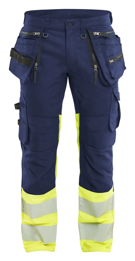 Blåkläder 113011498933C52 Arbetsbyxa varsel, marinblå/gul Marinblå/gul