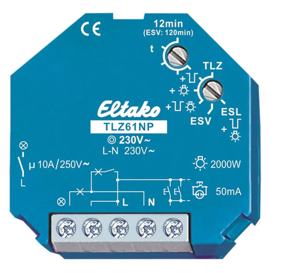 Eltako 61100102 Trappautomat 3- och 4-ledarskonfiguration