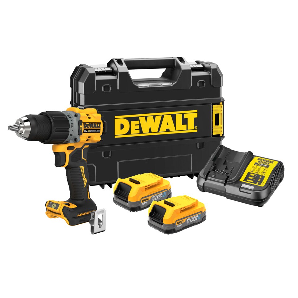 Kjøp Dewalt Slagskrutrekker DW DCD805E2T 18V XR, med 2 stk Powerstack-batterier, TSTAK.