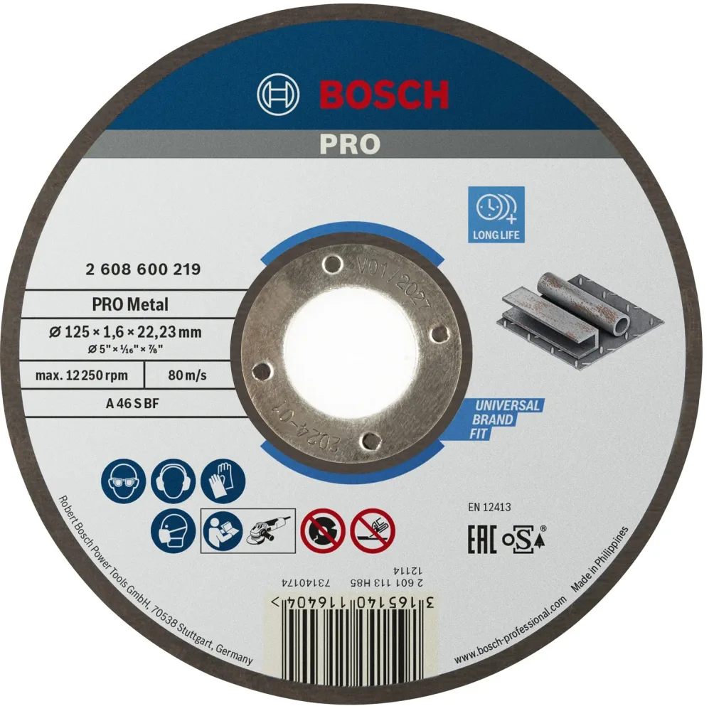 Bosch 2608600219 Kapskiva 125x1,6 mm, 6 mm