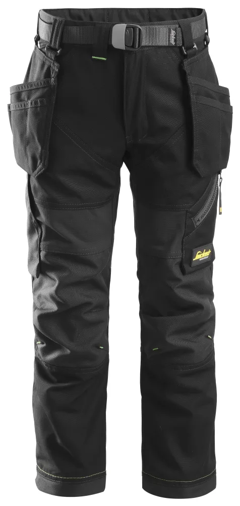 Snickers Workwear 7505 FlexiWork Arbetsbyxa för junior, svart 140