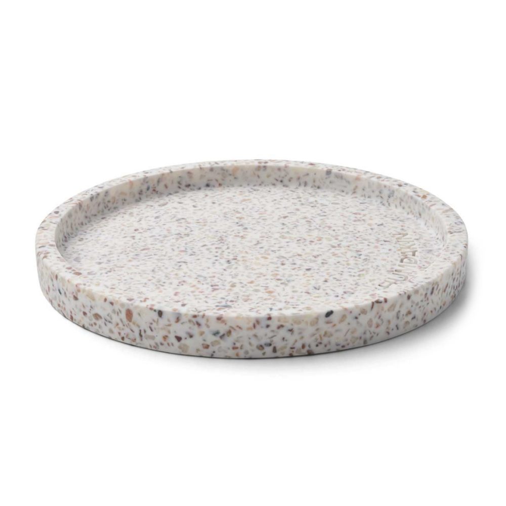 Humdakin Terrazzo rund bricka Ø20 cm, White-brown