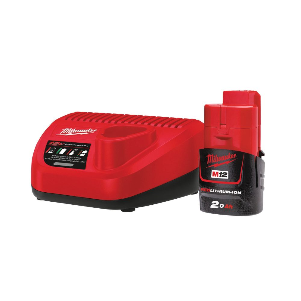 Kjøp Milwaukee Batterikit M12 NRG-201, 2,0Ah batteri og lader.