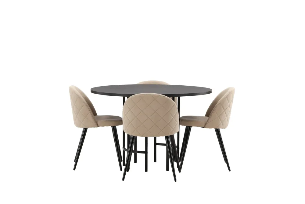 Copenhagen Matgrupp 115 cm Rund med 4 Velvet stolar