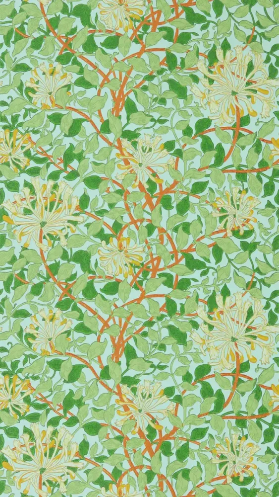 Morris & Co - Honeysuckle Sky/Burnt Ora Cornubia Wallpapers
