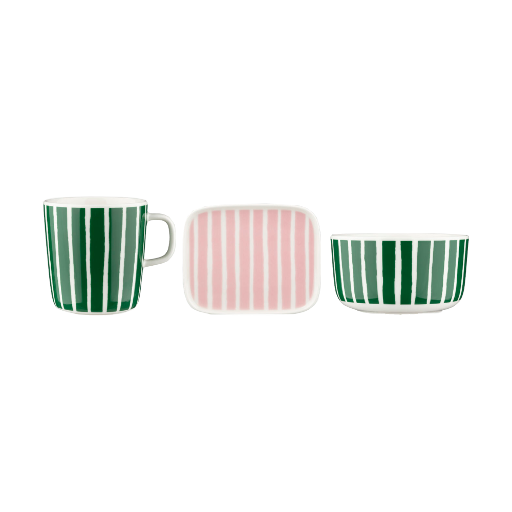 Piccolo frukostset 3 delar, Green-pink