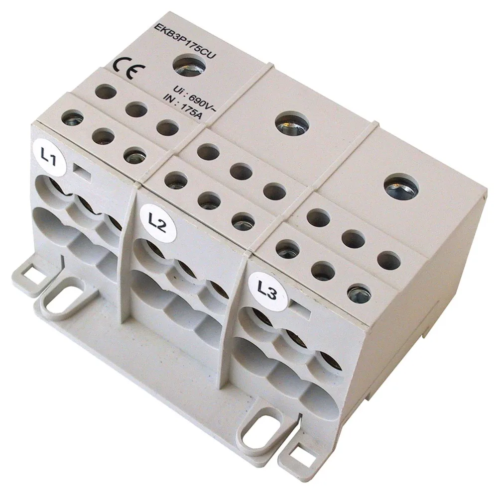 Eldon EKB3P175CU Distributionsblock 3-polig, 175 A, 1x10-70 mm², 6x2,5-16 mm²