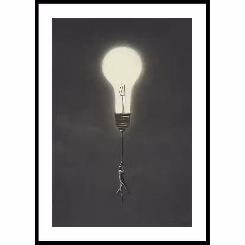 Poster Gallerix Flying With Light Bulb 21x30 cm