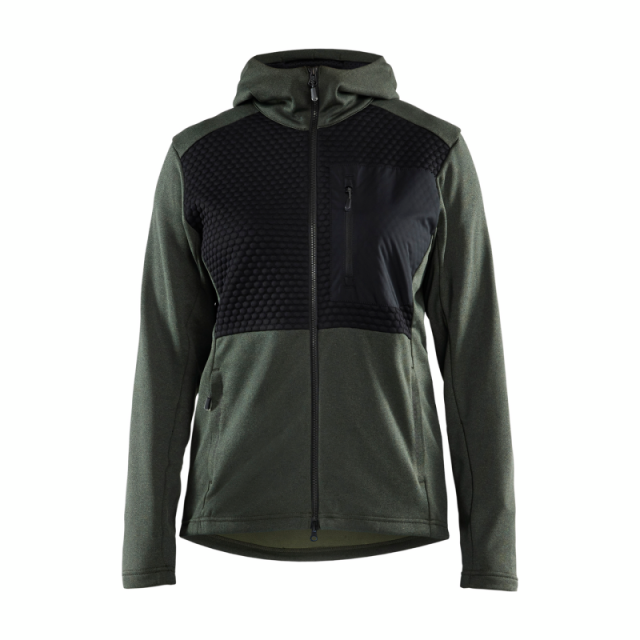 LUVTRÖJA BLÅKLÄDER 3542 DAM ZIP GR/SV L, HÖSTGRÖN/SVART FULL ZIP