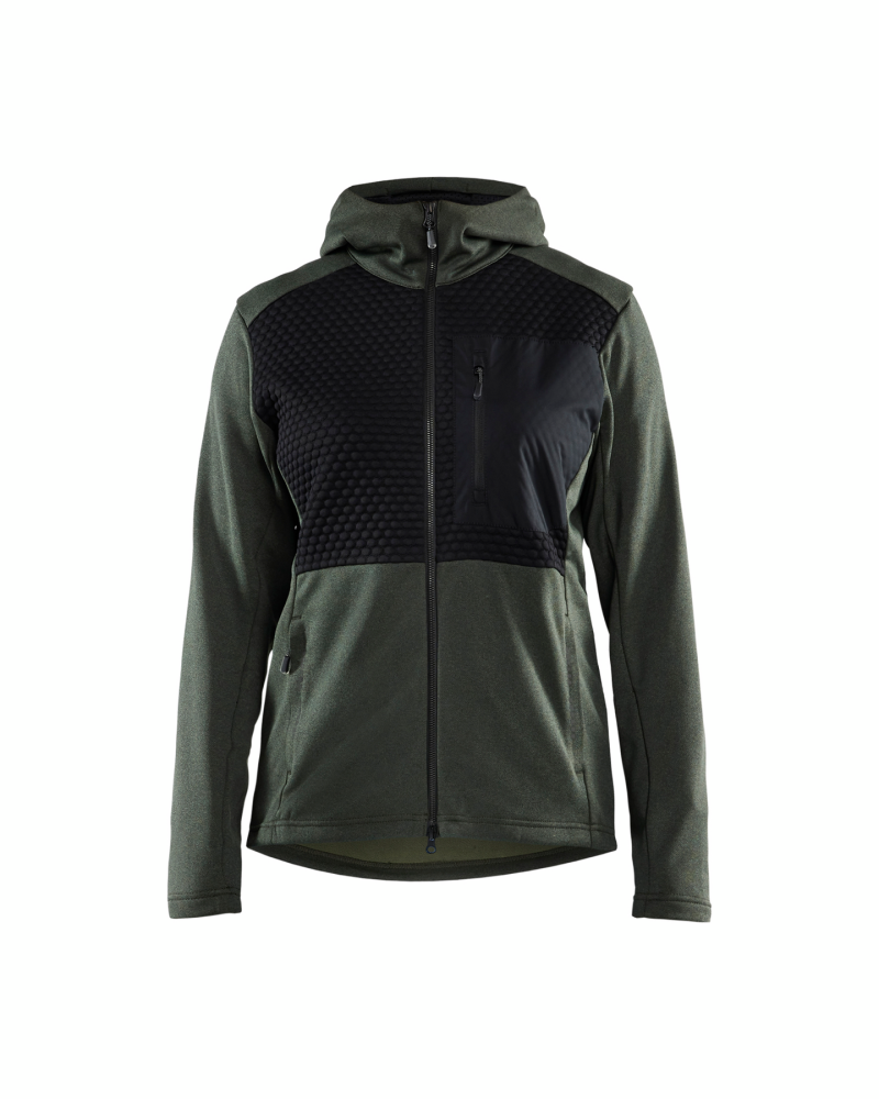 LUVTRÖJA BLÅKLÄDER 3542 DAM ZIP GR/SV XL, HÖSTGRÖN/SVART FULL ZIP